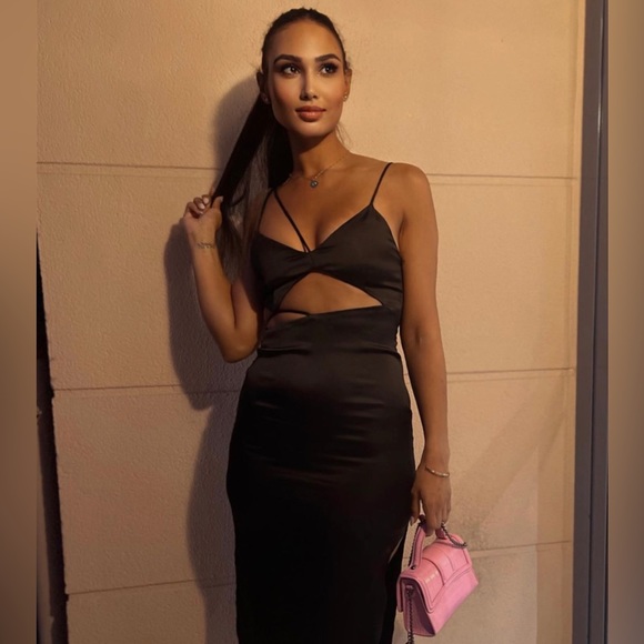 Zara Black Asymmetric Midi Dress - Picture 8 of 17